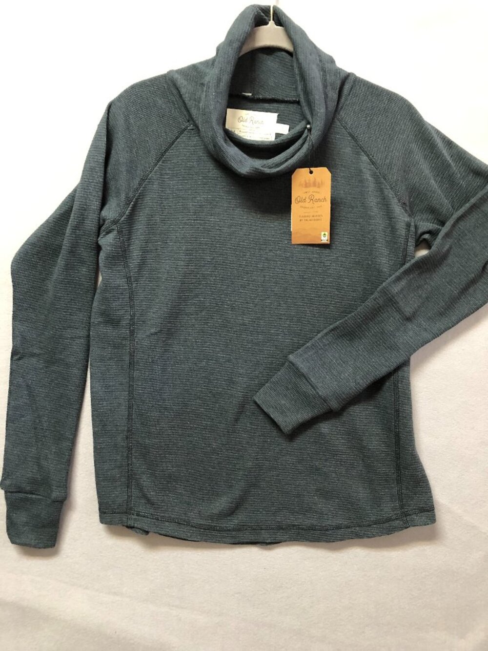 Old Ranch Aventura Cyndi Waffle Knit Cowl Neck Pullover Dark Navy Medium New